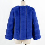 Women Fur Jacket Plush Plaid Coat