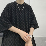 Men T Shirt Chessboard Plaid Printing Summer