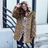 Women Fur Jacket Leopard Print Plush Warm Jacket