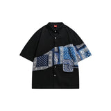 Unisex Shirt Summer Retro Paisley Stitching Loose