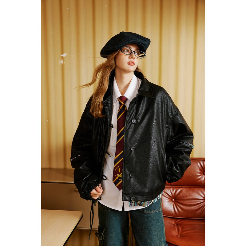 Unisex Coat PU Leather Coat Cotton Jacket