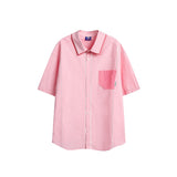 Unisex Shirt Summer Loose Stitching Pink